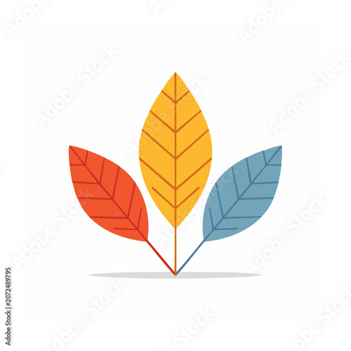 Three colorful autumn leaves in flat design
