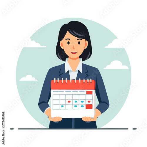 Businesswoman holding calendar illustration