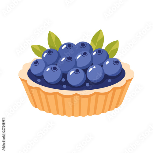 Blueberry basket flat vector illustration