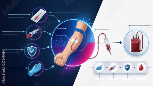 Sterile Needle Connection Blood Donation Infographic