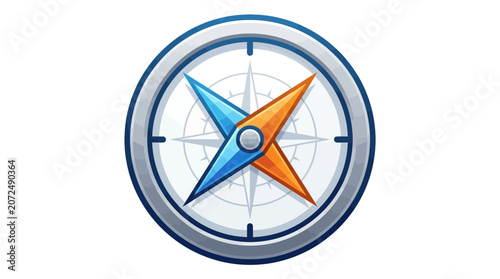 Stylized Compass Icon with Blue and Orange Directional Needles