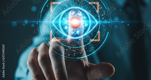Futuristic Biometric Eye and Fingerprint Security Scan