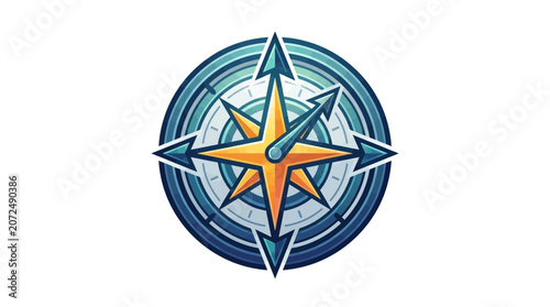 Stylized Nautical Compass Icon Vector Illustration