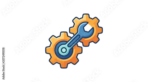 Wrench and Gear Icon for Technical Repair and Maintenance