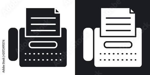 Foto Fax machine icons vectors in solid black and white style