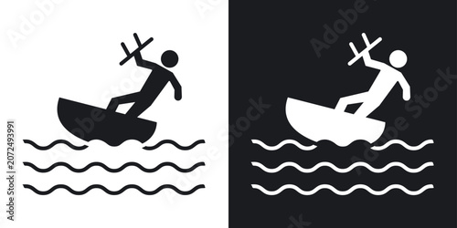 Kitesurf sign icons vectors in solid black and white style