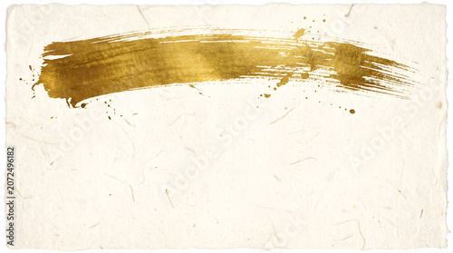 Gold Brushstroke across Textured Paper Background, abstract, luxury, stroke, paint, zen