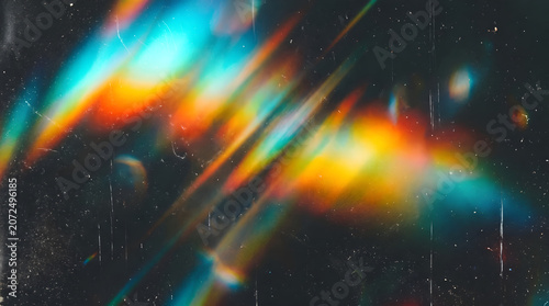 Light leak abstract vintage film texture with prism spectrum effects, background, retro, flare, overlay, glow
