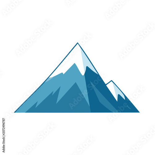 Flat vector illustration of a snow-capped mountain