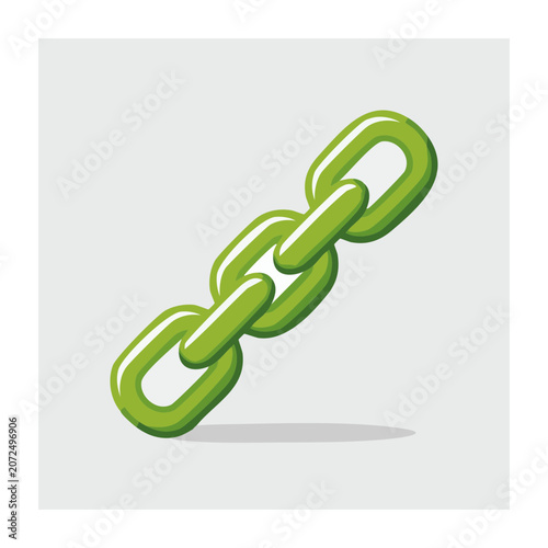 Green Chain Link Illustration on White Background