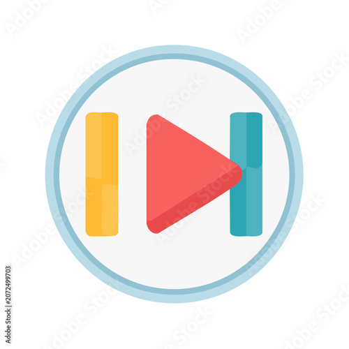 Flat media play button icon with side bars