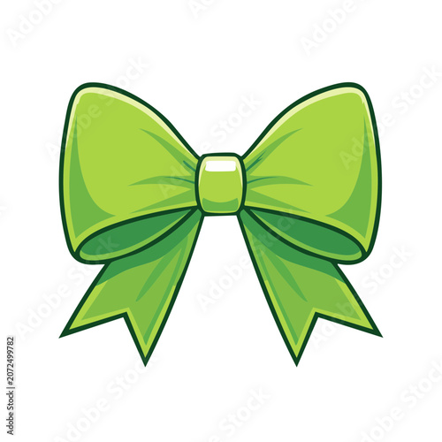 Green bow ribbon vector illustration