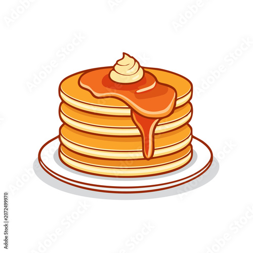 Stack of Pancakes with Syrup and Butter