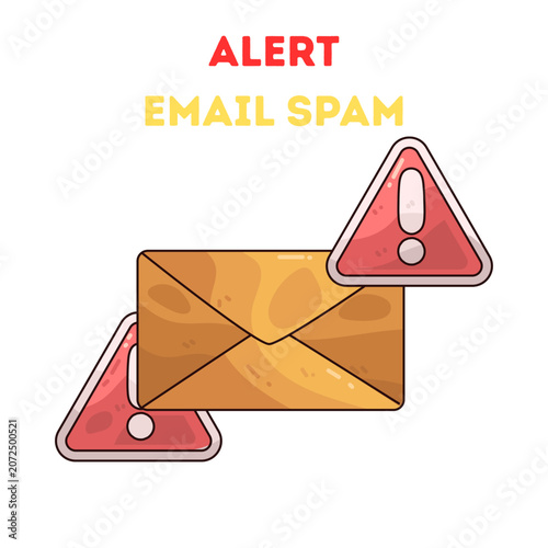 Cybersecurity Concept Featuring A Digital Mail Envelope Warning Symbol Indicating Potential Online Phishing Threats And Unsolicited Junk Messages