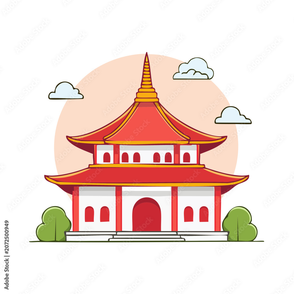 Fototapeta premium Traditional Asian Temple Vector Illustration