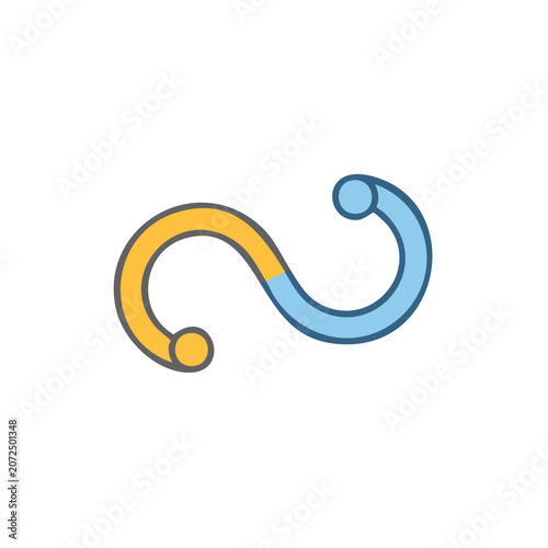 Yellow and blue paperclip icon vector