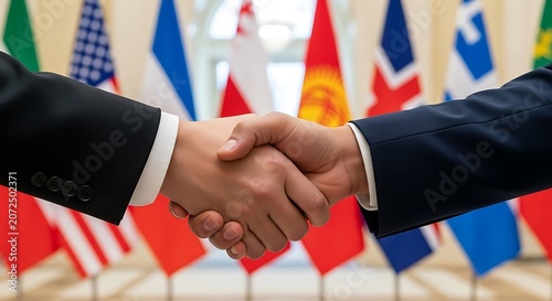 Handshake between two businessmen symbolizing diplomacy and agreement