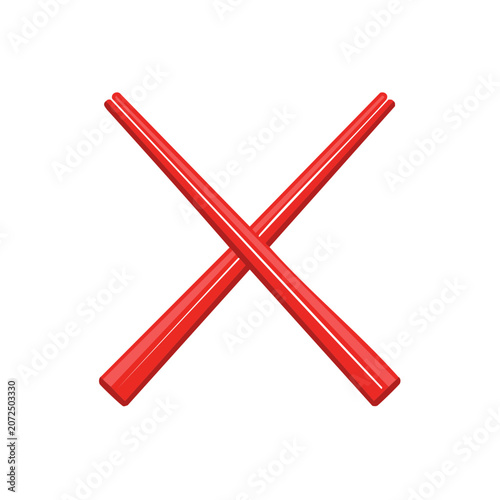Red crossed chopsticks vector illustration