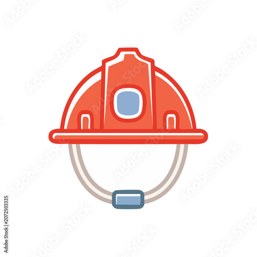 Red Firefighter Helmet Flat Vector Icon