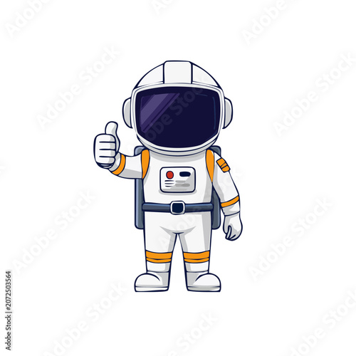Cartoon astronaut in space suit giving thumbs up