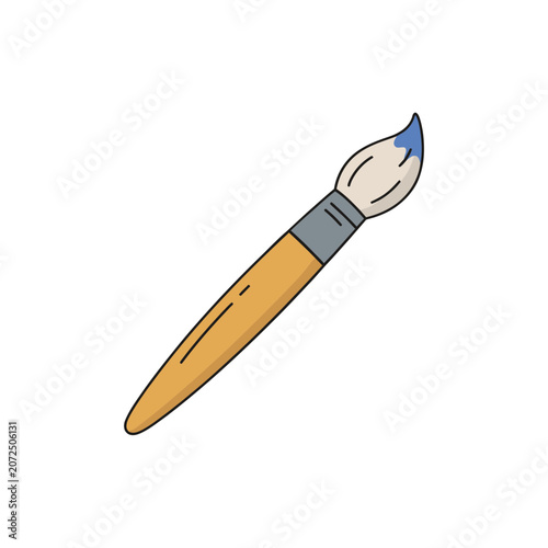 Flat illustration of a paintbrush with blue paint