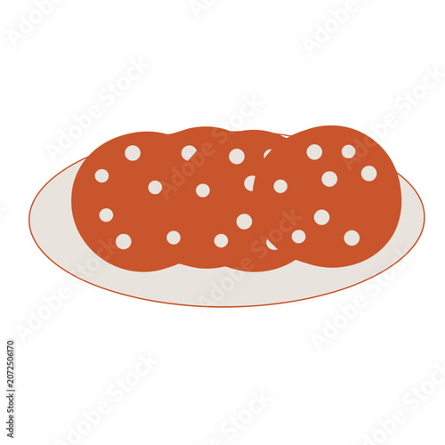Flat illustration of a pancake with syrup on a plate