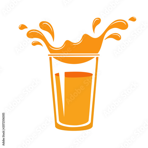 Orange juice splash in glass vector illustration