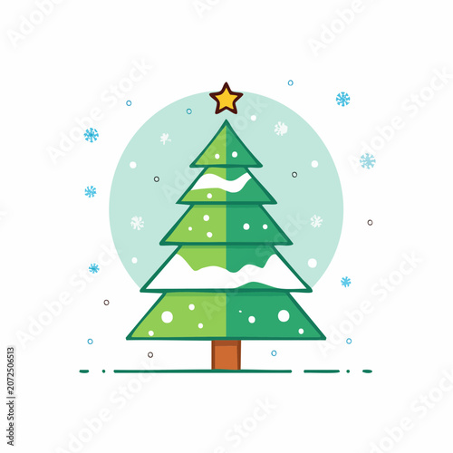 Stylized Christmas Tree with Snow and Star