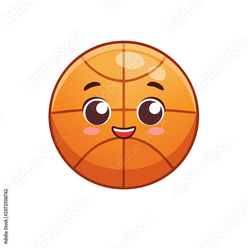 Cartoon Basketball with Smiling Face