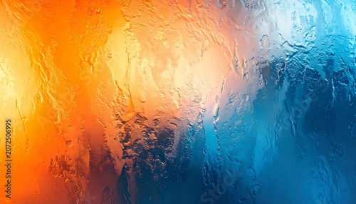 Abstract textured background with a gradient of warm orange and cool blue tones, evoking a sense of dynamic contrast and visual depth