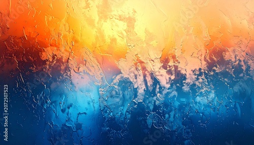 Vibrant abstract textured background with a fiery orange and cool blue gradient effect