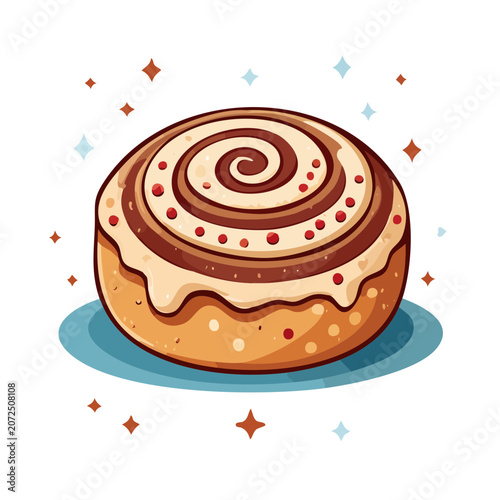 Flat vector illustration of decorated donut