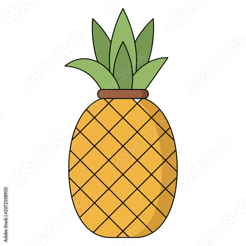 Flat vector illustration of a pineapple