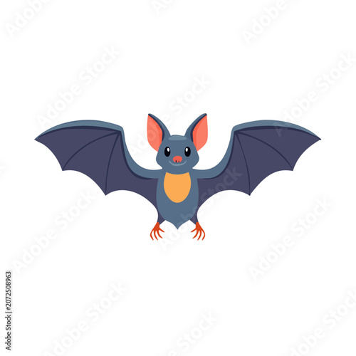 Cartoon blue bird holding orange umbrella