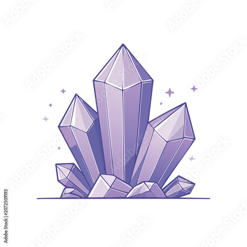 Purple Crystal Cluster Vector Illustration