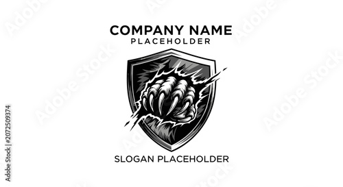 Fist Clenching Shield Logo Design