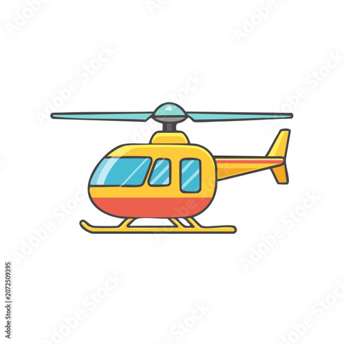 Yellow and red helicopter vector illustration