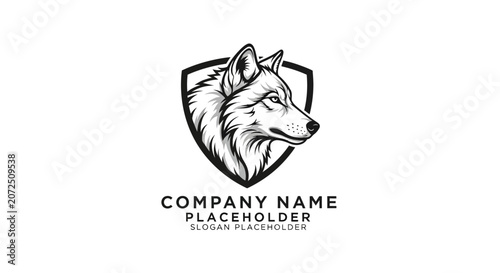 Stylish Grey Wolf Logo Design