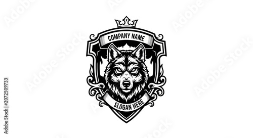 Stylish Black and White Lion Logo Emblem