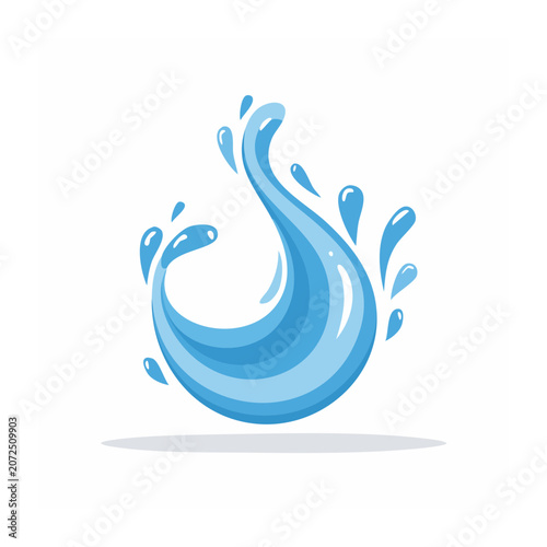 Blue water splash illustration on white background