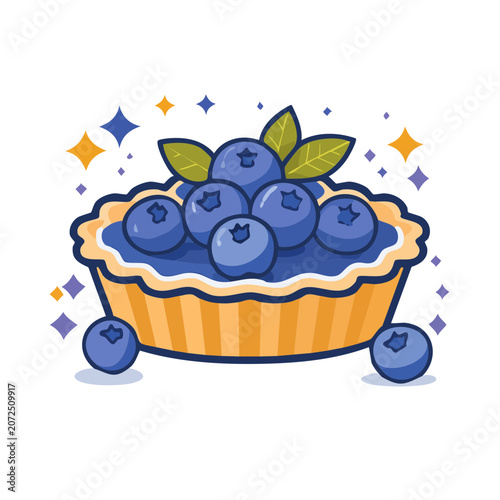 Blueberry basket with leaves and stars vector