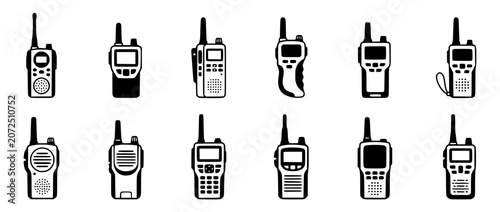 Foto Set of walkie-talkie icons, portable radio communication devices