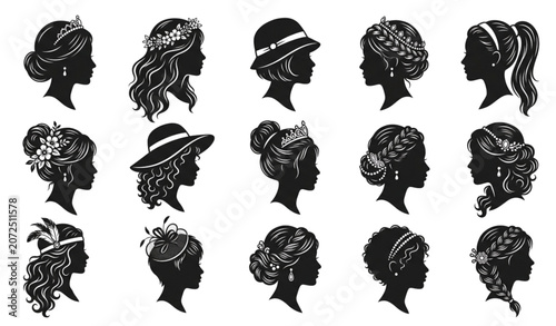 Canvastavla Women Silhouettes with Hairstyles and Headpieces
