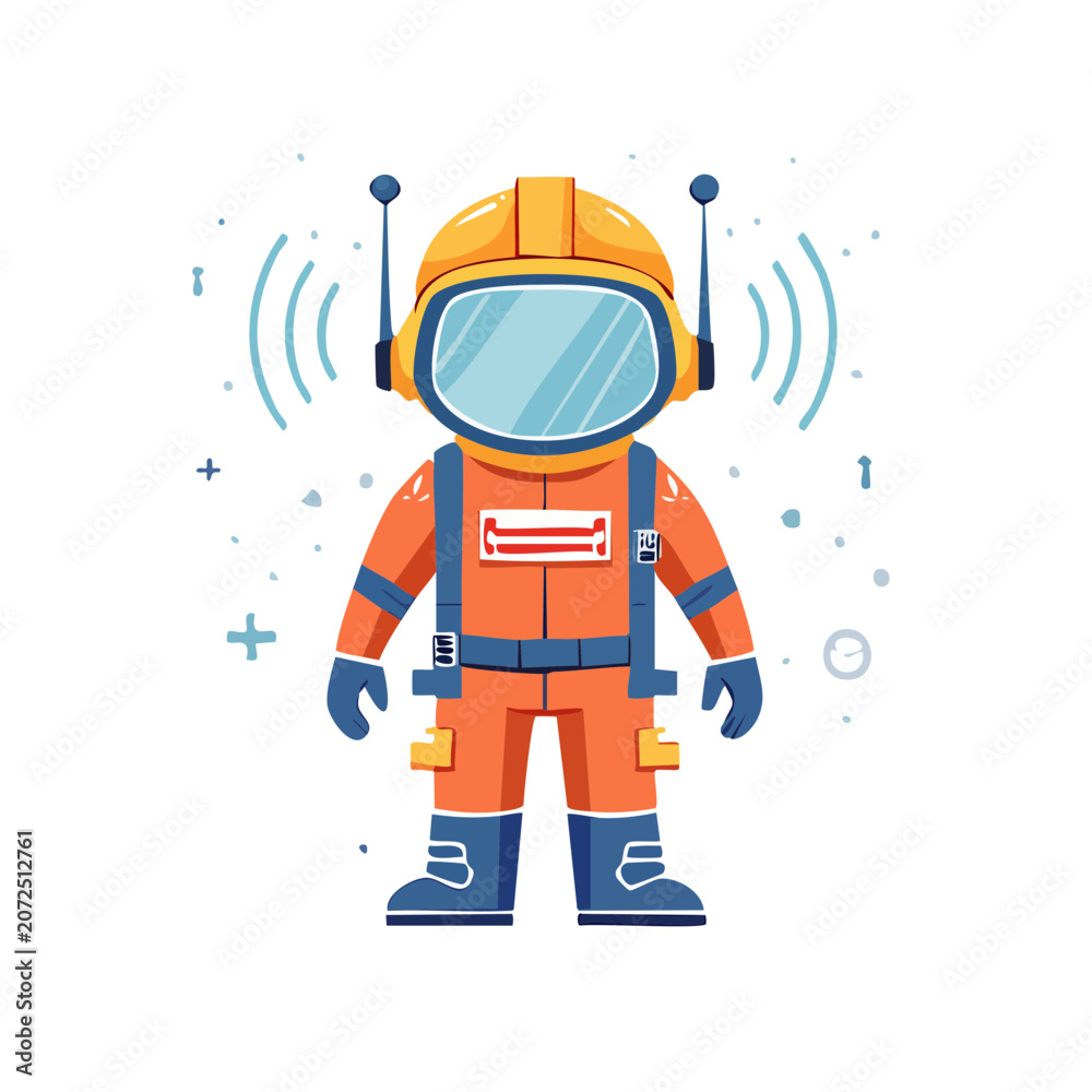 Fototapeta premium Flat illustration of an astronaut in a spacesuit