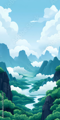 Picturesque Mountain Valley Scenery