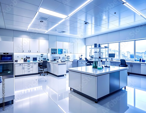 A well-lit laboratory with white cabinets and shiny floors (1)