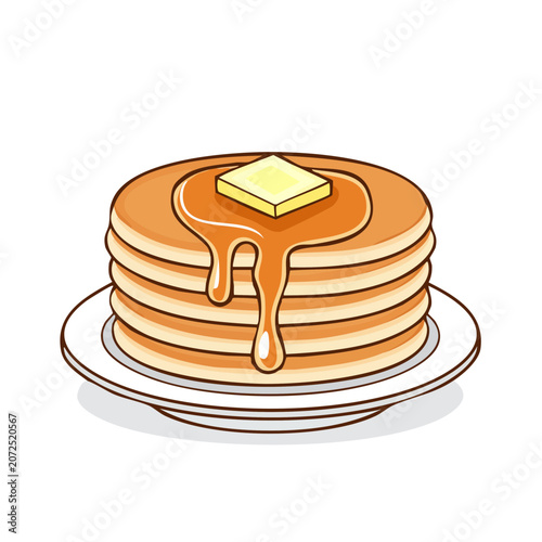 Stack of pancakes with syrup and butter vector illustration