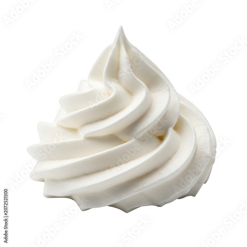 Swirl of creamy white frosting isolated on transparent background