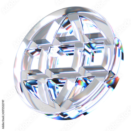 Canvastavla Silver Glass 3D Language Globe Icon