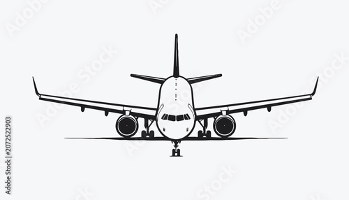 Fotografie Airplane Front View Illustration.